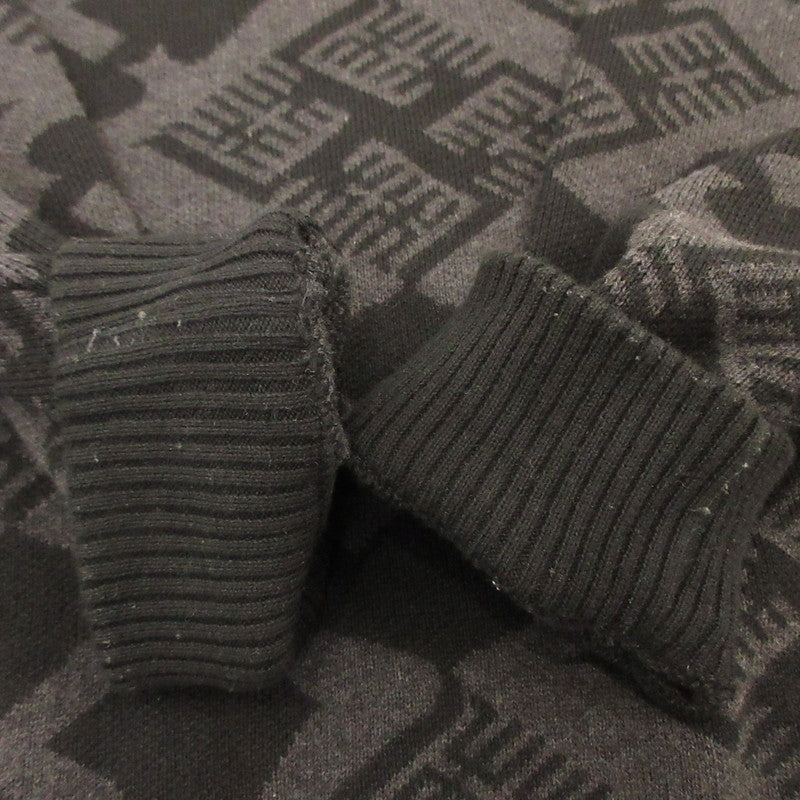 【中古】BUDSPOOL | バッズプール 花罰家紋 COTTON KNIT JACQUARD SWEATER セーター ブラック サイズ:XL