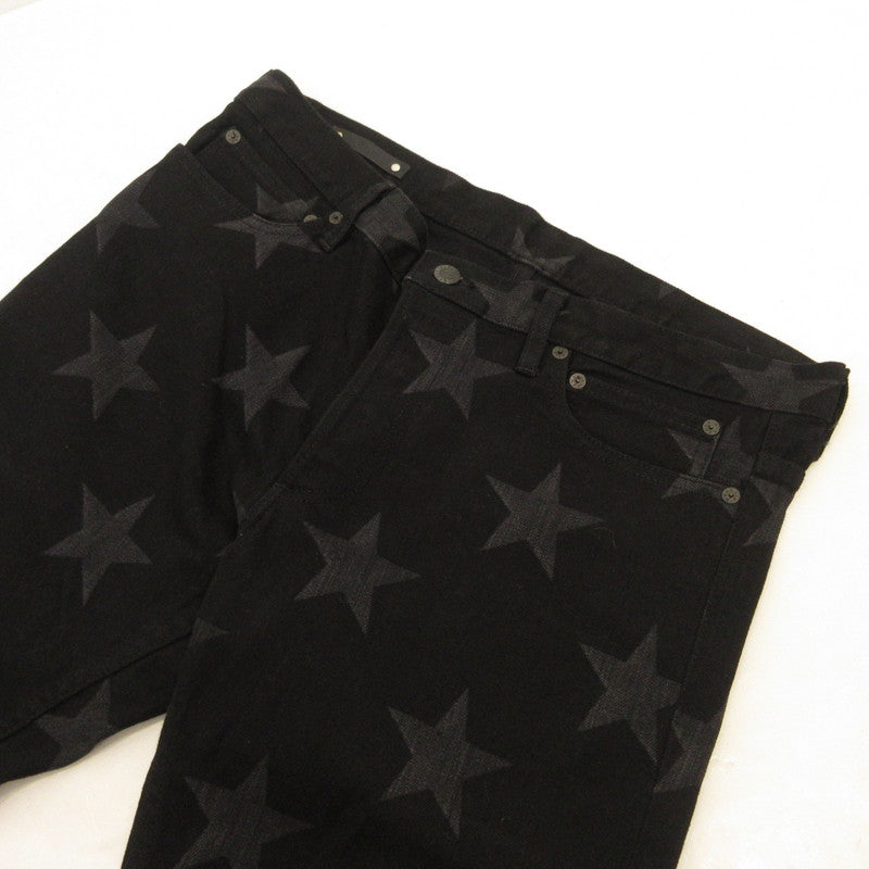 【中古】TAKAHIRO MIYASHITA TheSoloist. | タカヒロミヤシタソザソロイスト star patterned stretch slim tapered 6 pocket jean デニムパンツ SMD.0002 ブラック サイズ:34