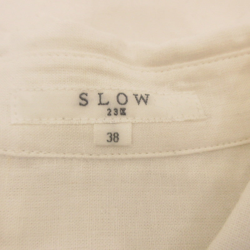 【中古】23ku | 23区 ブライトリネンクロップドシャツ 半袖シャツ 7099586 SLOW ホワイト サイズ:38