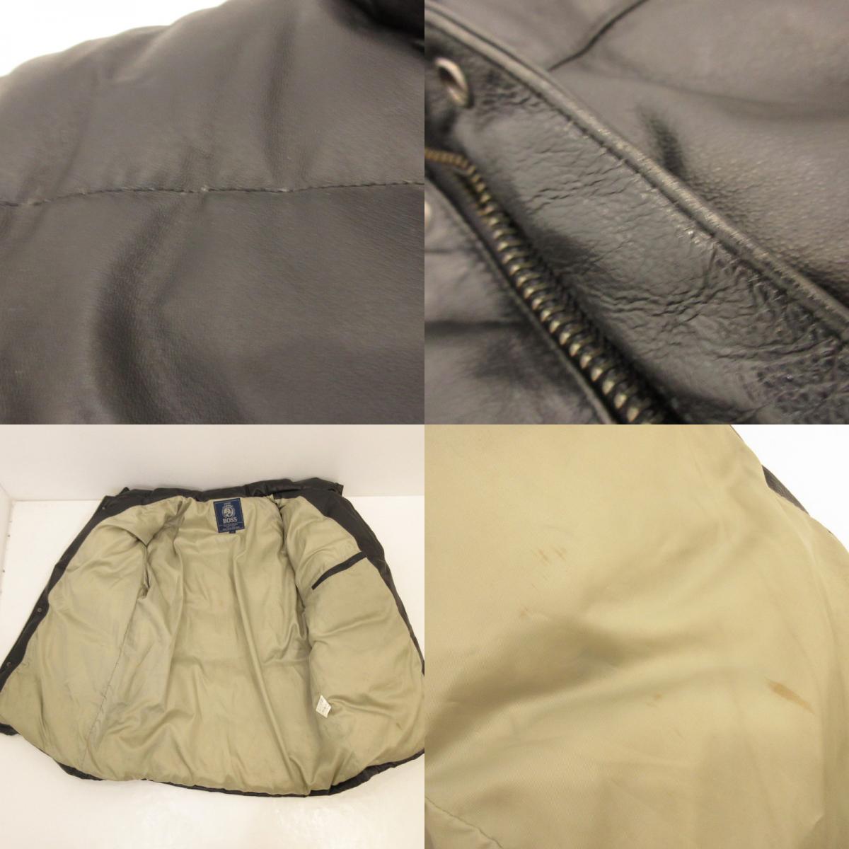 【中古】 レザーダウンジャケット ダウンジャケット ブラック サイズ:XL