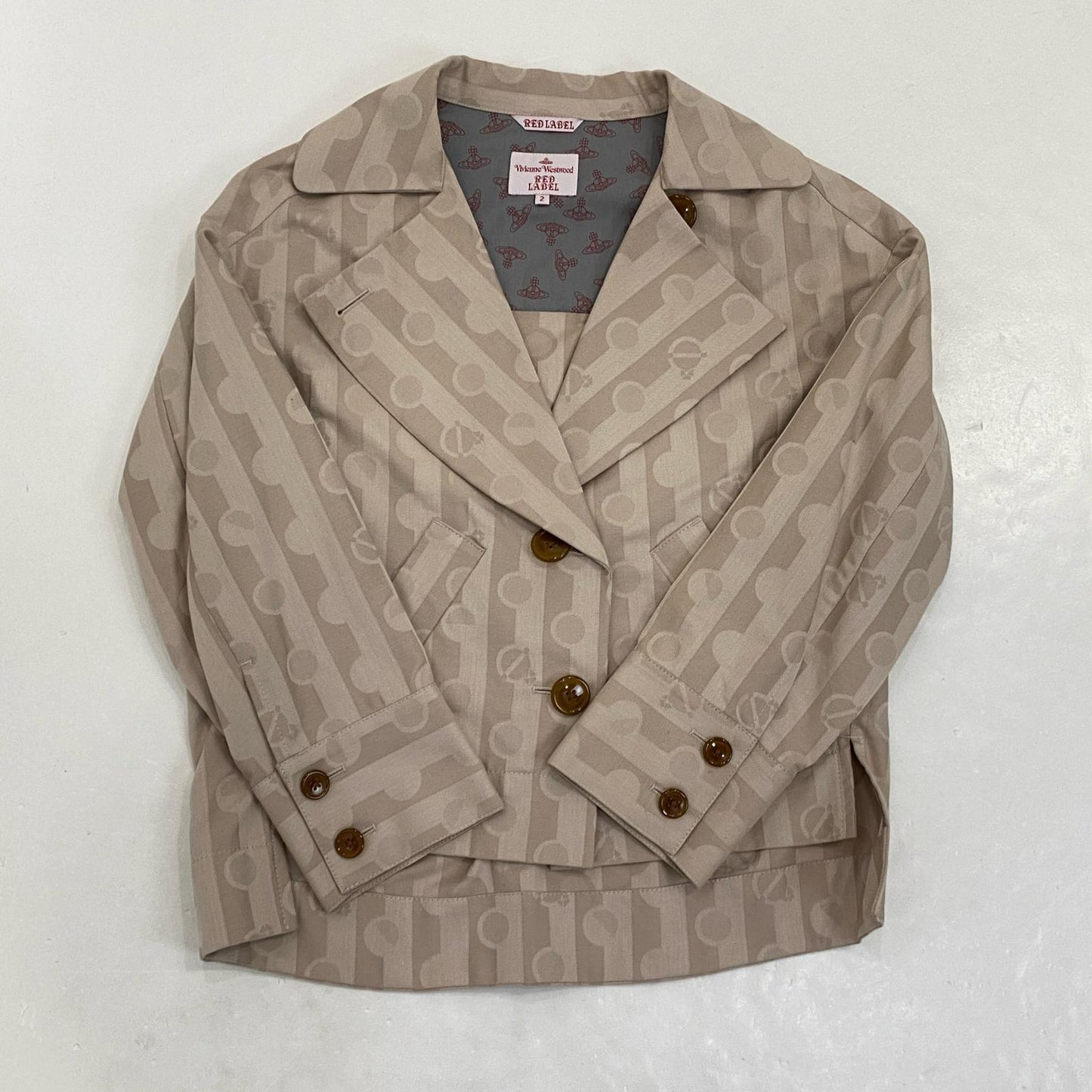 【中古】Vivienne Westwood Red Label | ヴィヴィアンウエストウッド レッドレーベル 変形ジャケット/変形タイトスカート セットアップ サイズ:上:2/下:1 ベージュ