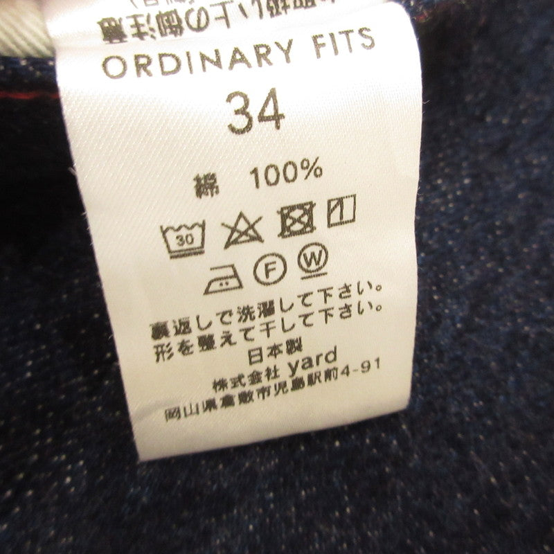 【中古】Ordinary fits | オーディナリーフィッツ デニムパンツ セルビッチ ネイビー サイズ:34