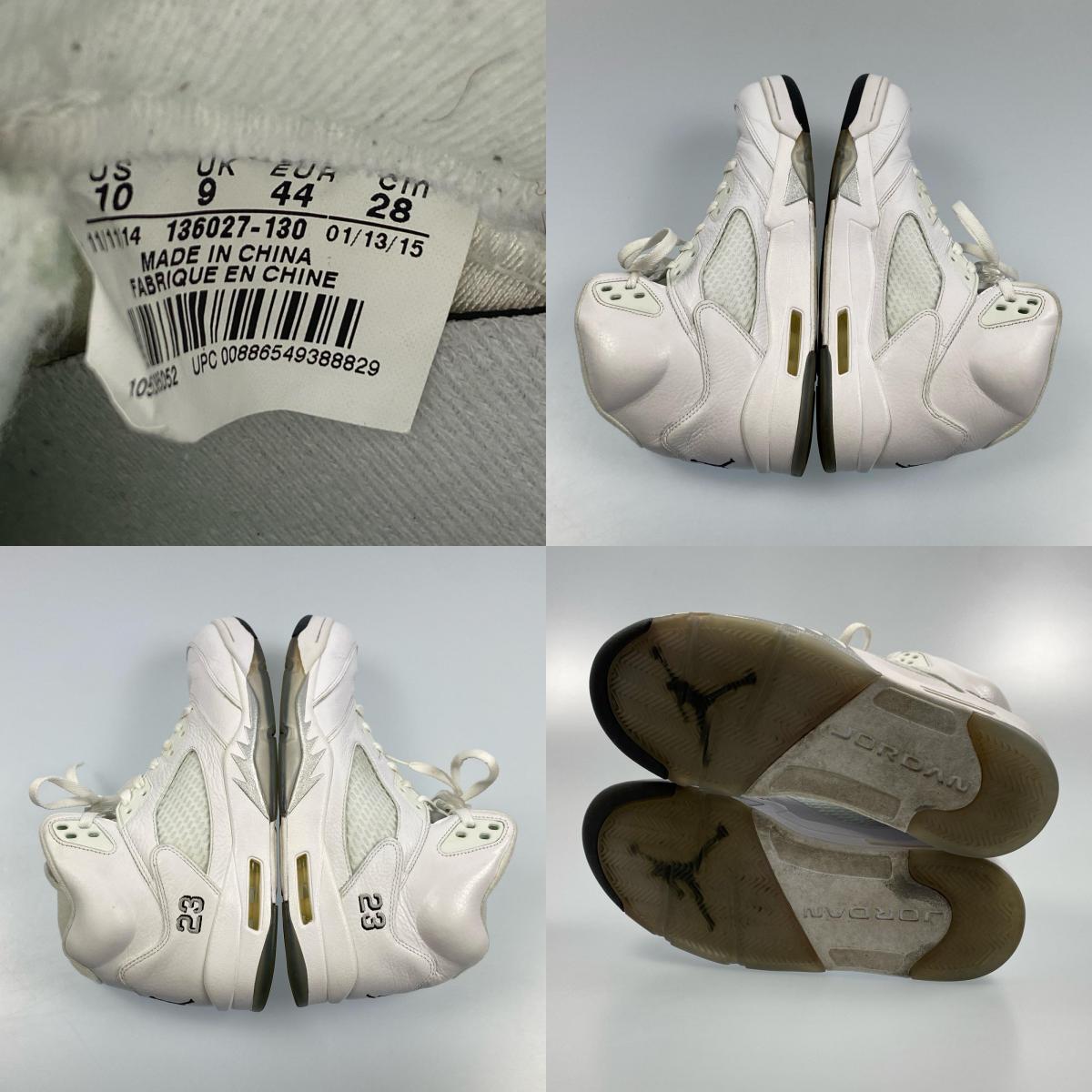 【中古】NIKE | ナイキ AIR JORDAN 5 RETRO スニーカー 136027-130 2015S/S 28.0cm ホワイト 28cm