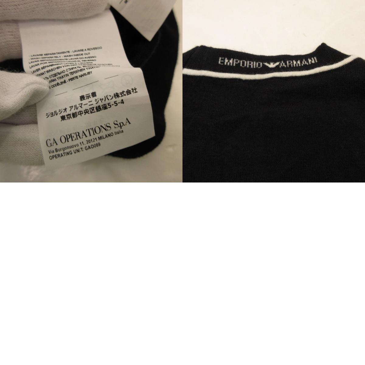 【中古】Emporio Armani | エンポリオ・アルマーニ バージンウール ジャカードロゴディテール セーター 6D1MXH 1MJLZ ネイビー サイズ:M