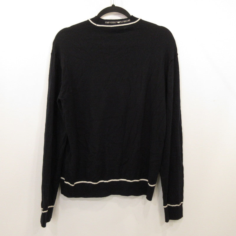 【中古】Emporio Armani | エンポリオ・アルマーニ バージンウール ジャカードロゴディテール セーター 6D1MXH 1MJLZ ネイビー サイズ:M