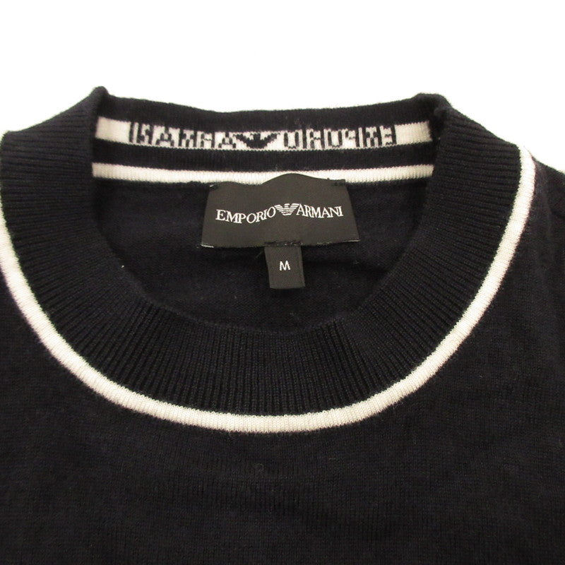 【中古】Emporio Armani | エンポリオ・アルマーニ バージンウール ジャカードロゴディテール セーター 6D1MXH 1MJLZ ネイビー サイズ:M