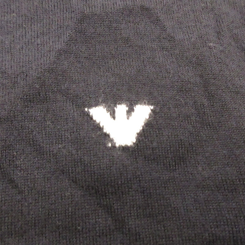 【中古】Emporio Armani | エンポリオ・アルマーニ バージンウール ジャカードロゴディテール セーター 6D1MXH 1MJLZ ネイビー サイズ:M