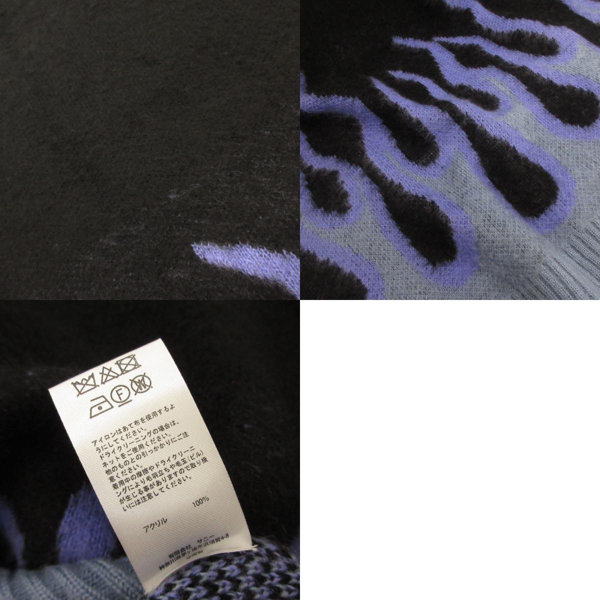 FREAK'S STORE | FREAK'S STORE Fire Pattern Acrylic Knit Sweater PN23AW-01 Black Size: M