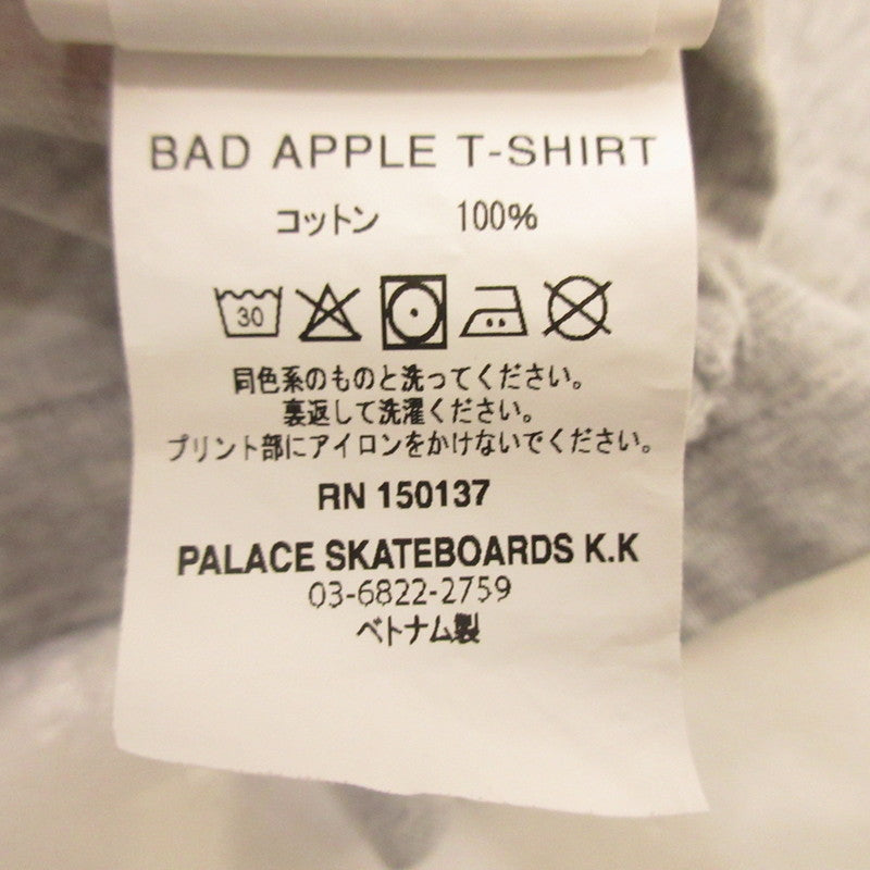 【中古】PALACE SKATEBOARDS | パレススケートボード PAL-ACE BAD APPLE T-SHIRT 半袖Tシャツ グレー サイズ:XXL