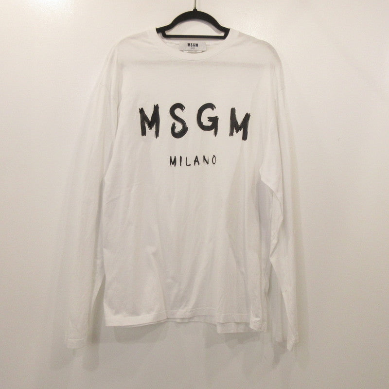 【中古】MSGM | エムエスジーエム BRUSH LOGO 長袖Tシャツ 2000MM511 国内正規品 ホワイト サイズ:S