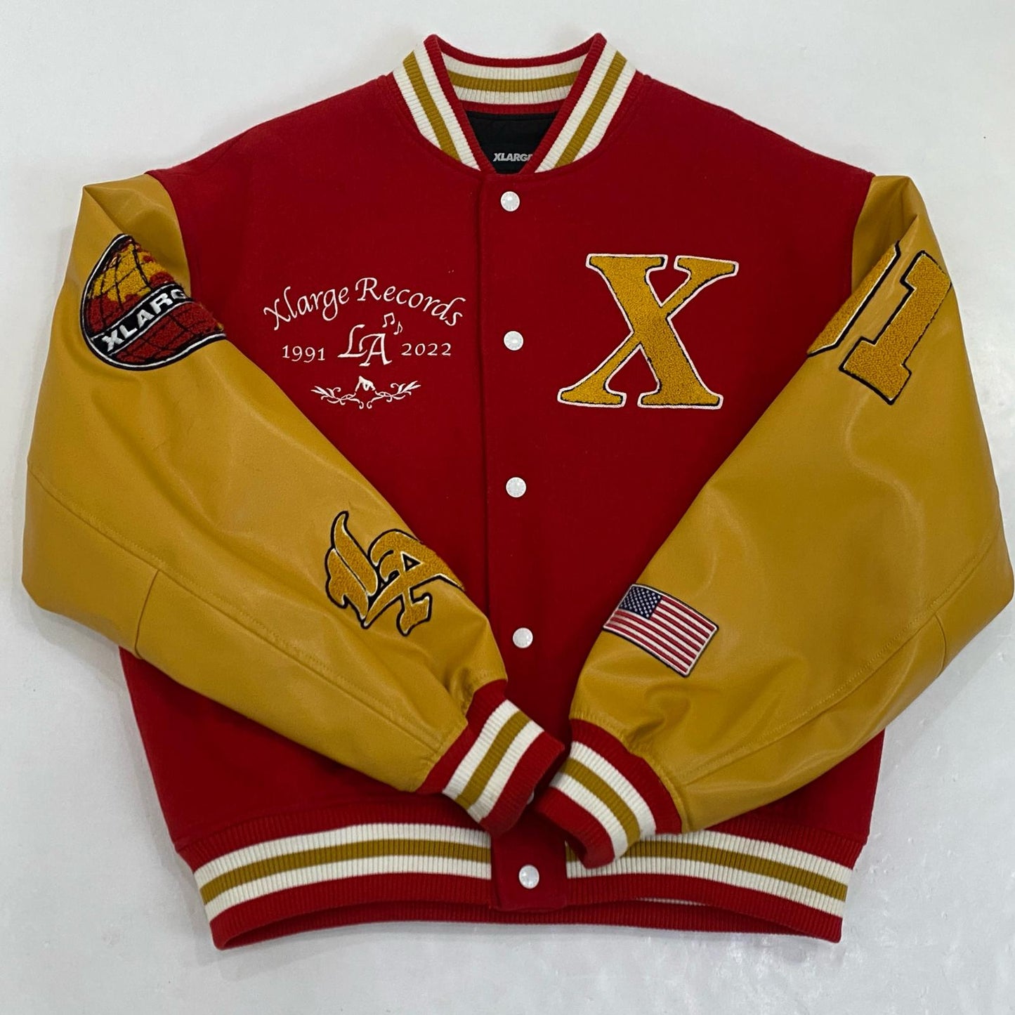 【中古】XLARGE | エクストララージ OG LOGO VARSITY JACKET スタジャン 101224021007 レッド サイズ:M