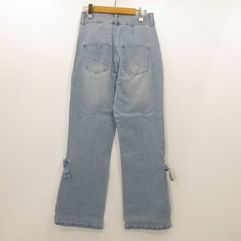 【中古】MAJESTIC LEGON | マジェスティックレゴン レースベルトセット裾リボンデニム デニムパンツ 1052052701 ライトブルー サイズ:L
