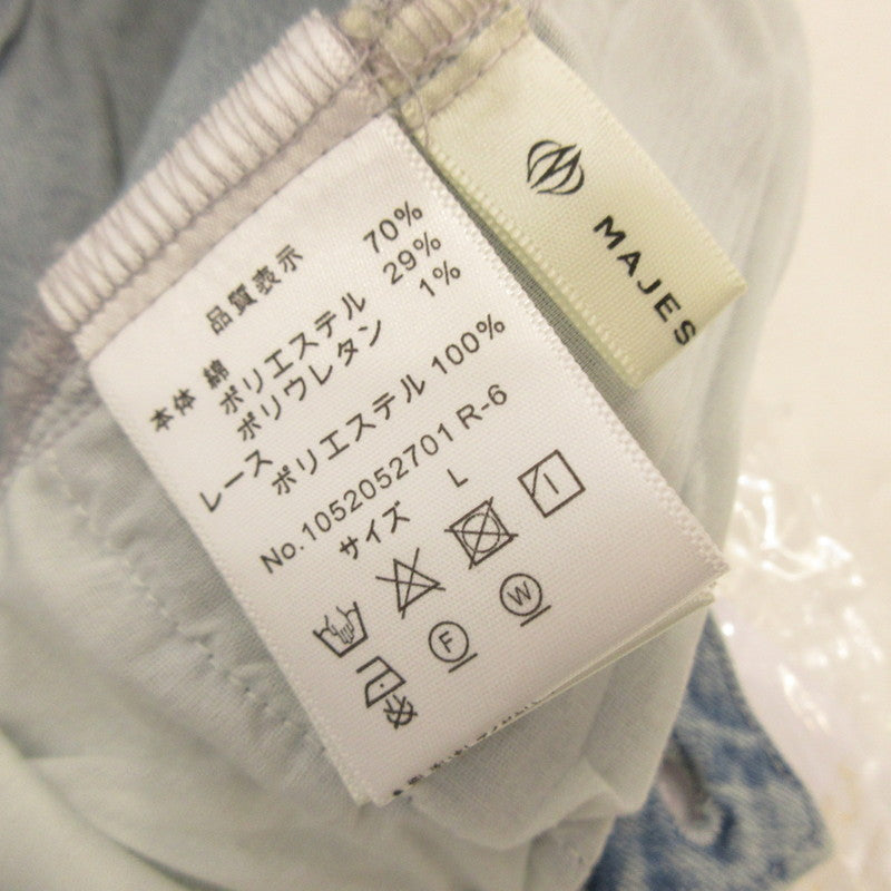 【中古】MAJESTIC LEGON | マジェスティックレゴン レースベルトセット裾リボンデニム デニムパンツ 1052052701 ライトブルー サイズ:L