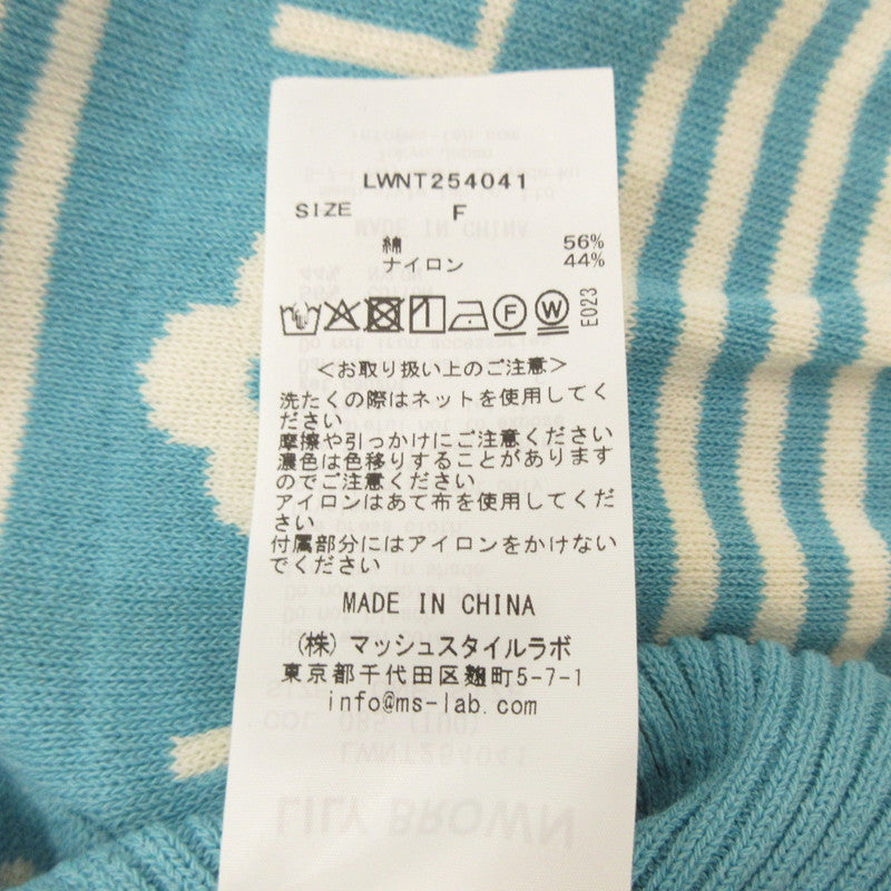 【中古】Lily Brown | リリーブラウン ジャガードニットトップス セーター LWNT254041 サイズ:F ブルー