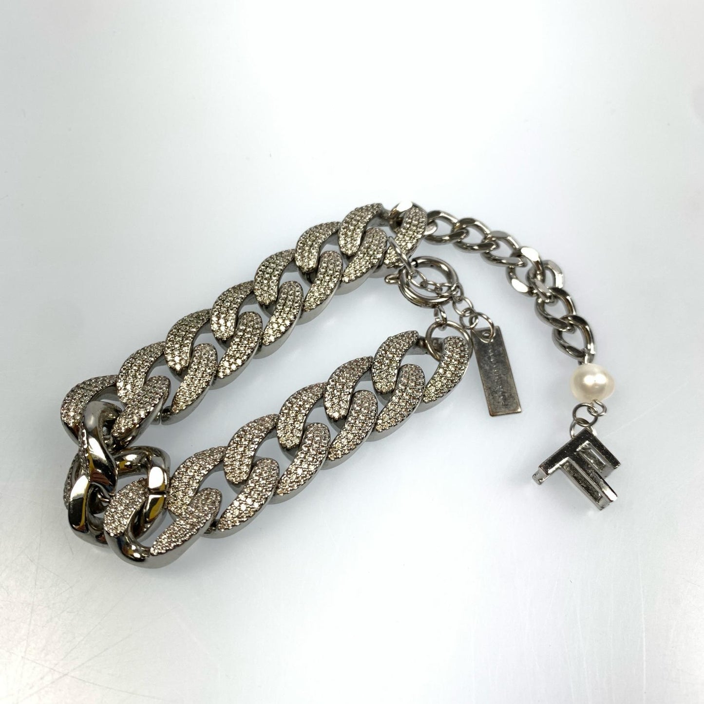 【中古】 Diamond Set Chain Bracelet ブレスレット シルバー
