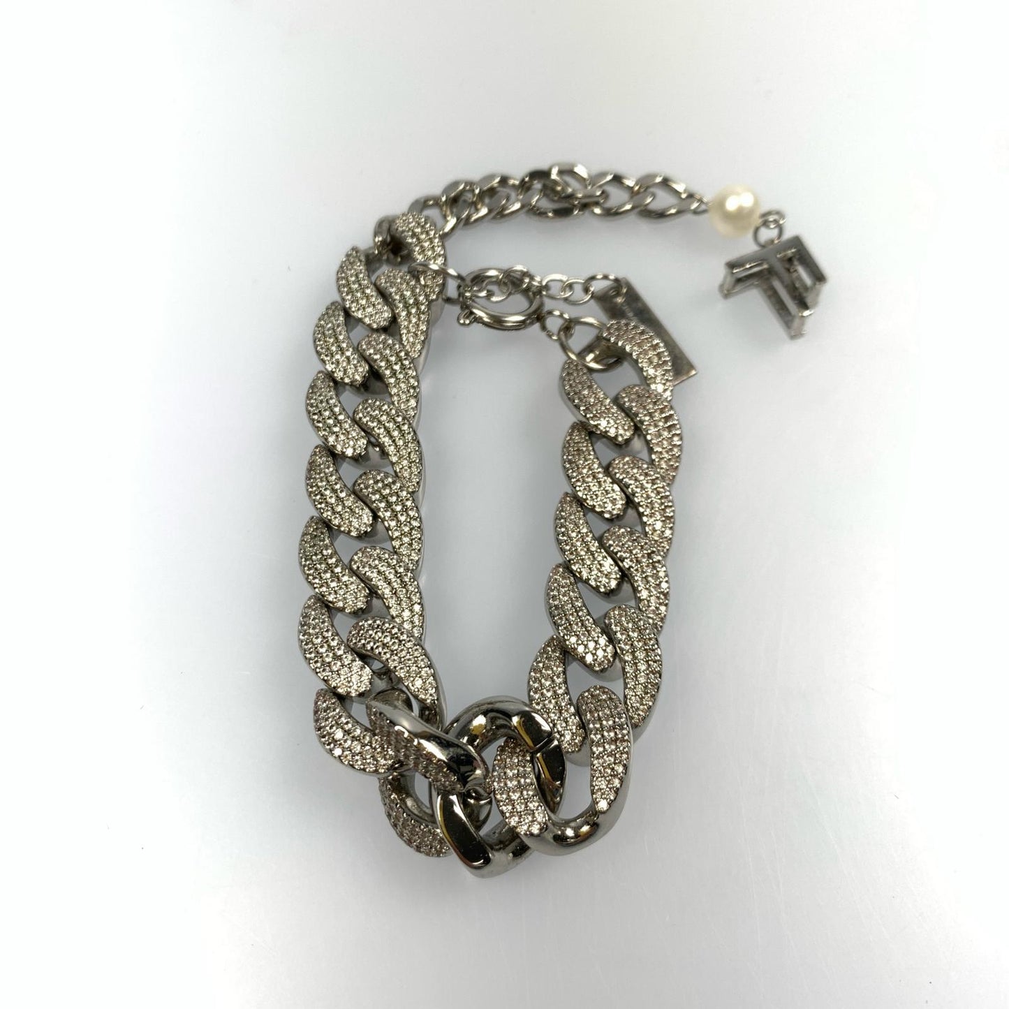 【中古】 Diamond Set Chain Bracelet ブレスレット シルバー