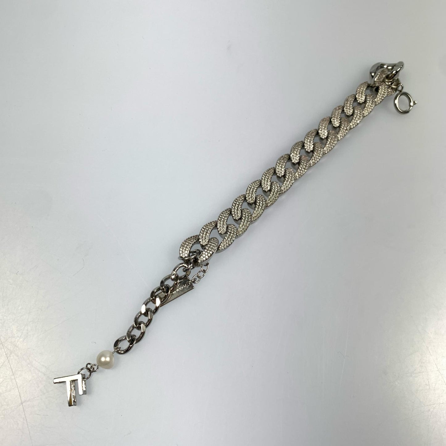 【中古】 Diamond Set Chain Bracelet ブレスレット シルバー