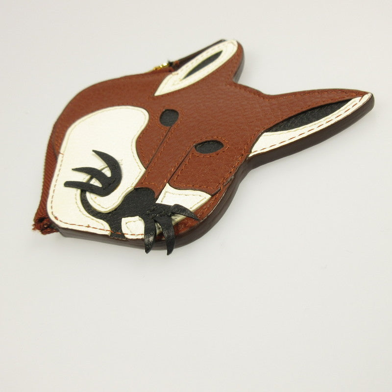 【中古】MAISON KITSUNE | メゾンキツネ LEATHER FOX HEAD COIN PURSE コインケース KUZ-88750 ブラウン
