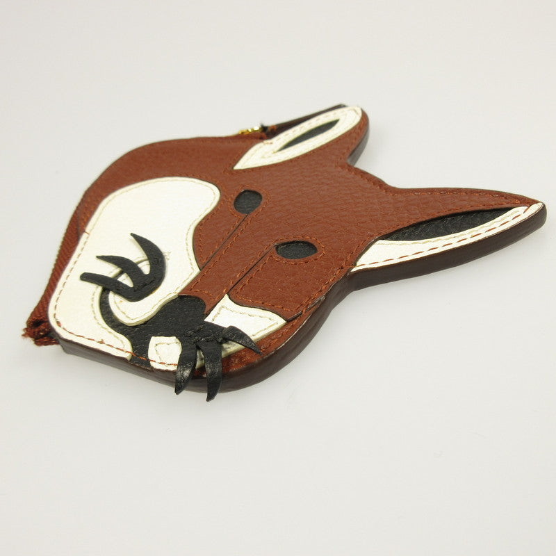 【中古】MAISON KITSUNE | メゾンキツネ LEATHER FOX HEAD COIN PURSE コインケース KUZ-88750 ブラウン