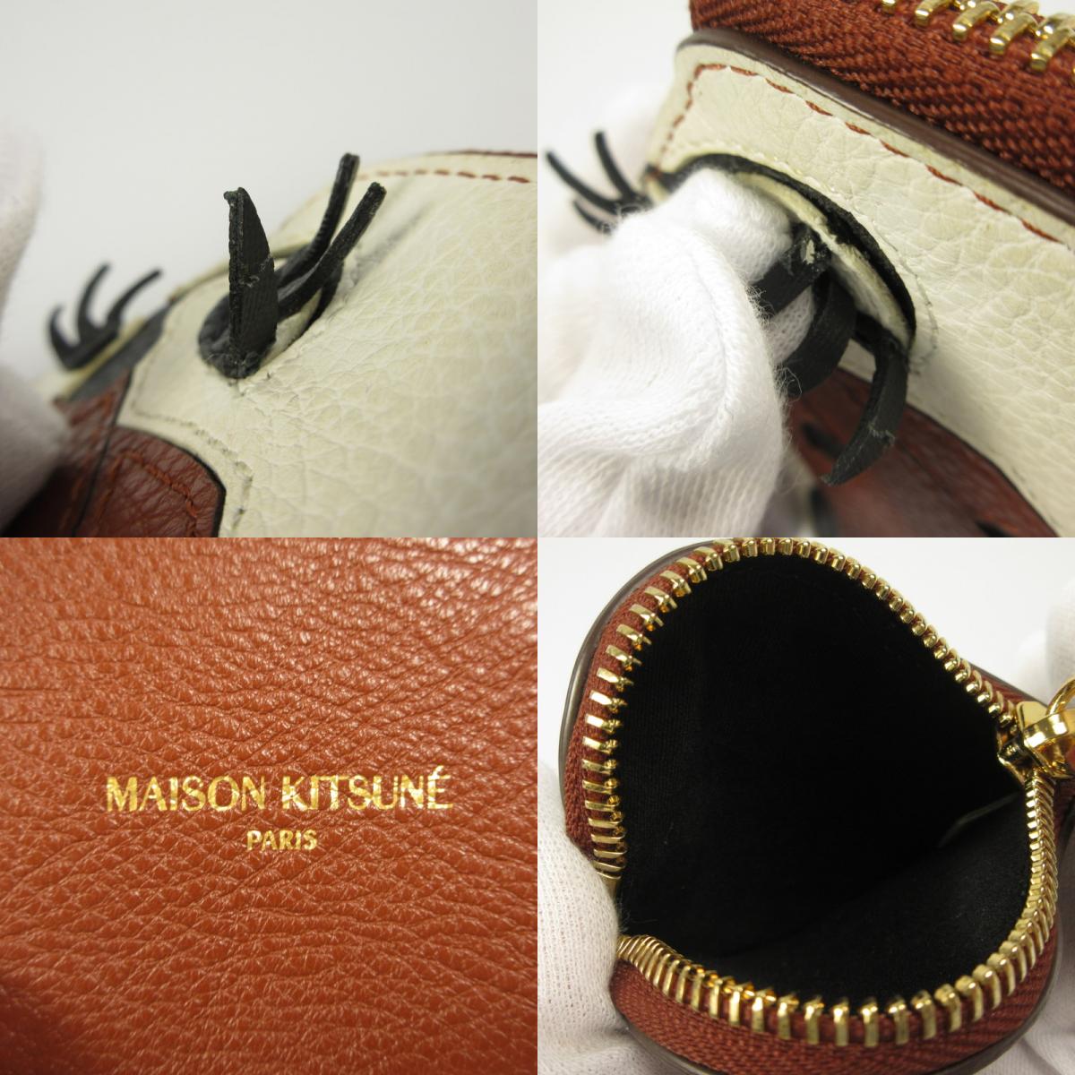 【中古】MAISON KITSUNE | メゾンキツネ LEATHER FOX HEAD COIN PURSE コインケース KUZ-8815-A ブラウン