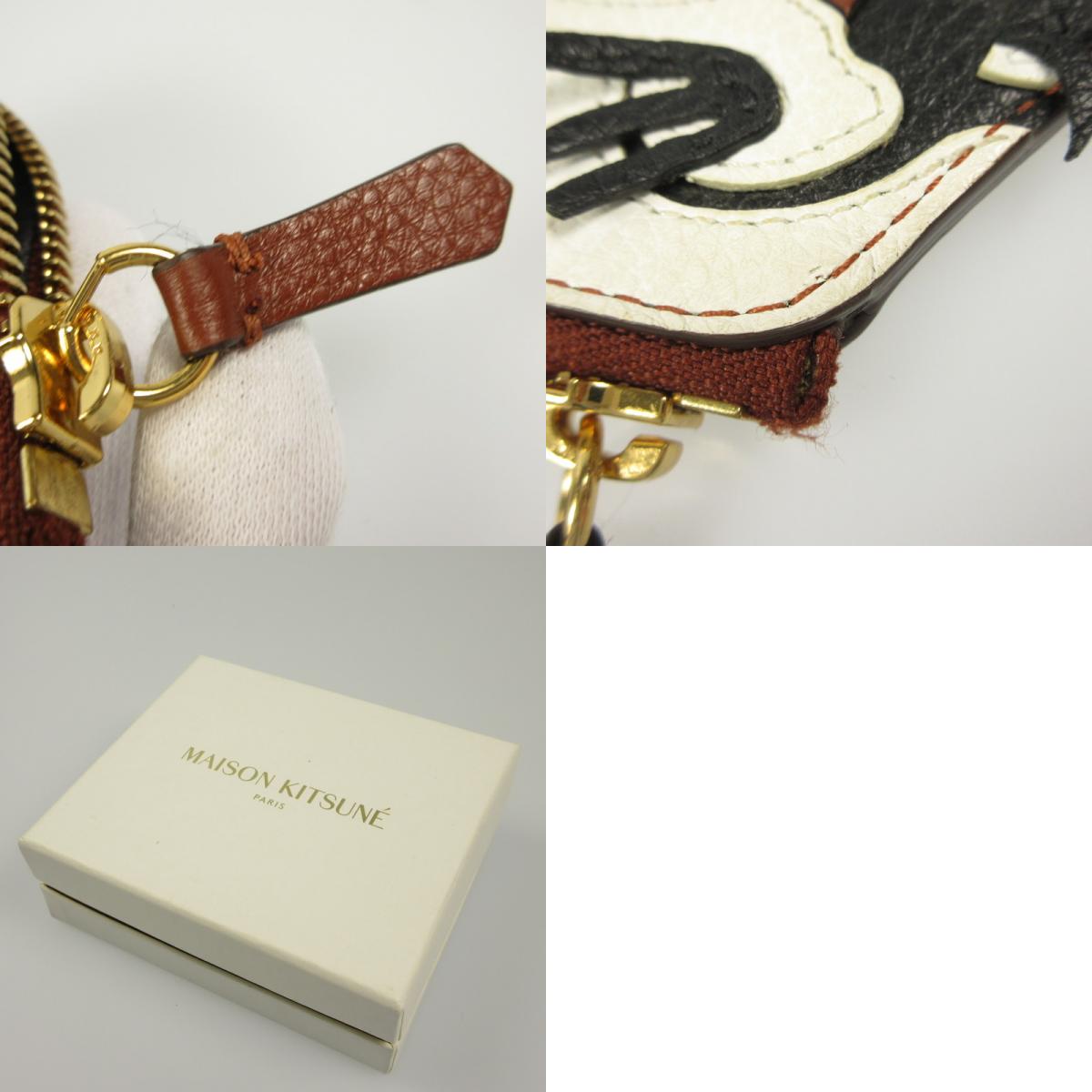MAISON KITSUNE | Maison Kitsuné LEATHER FOX HEAD COIN PURSE Coin Case KUZ-8815-A Brown