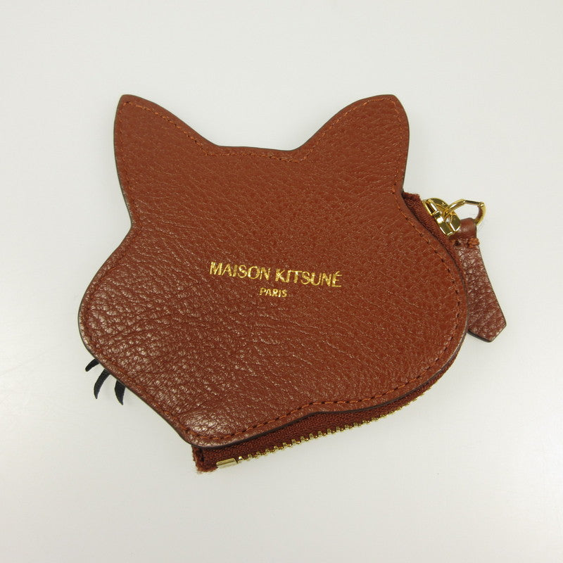 【中古】MAISON KITSUNE | メゾンキツネ LEATHER FOX HEAD COIN PURSE コインケース KUZ-8815-A ブラウン