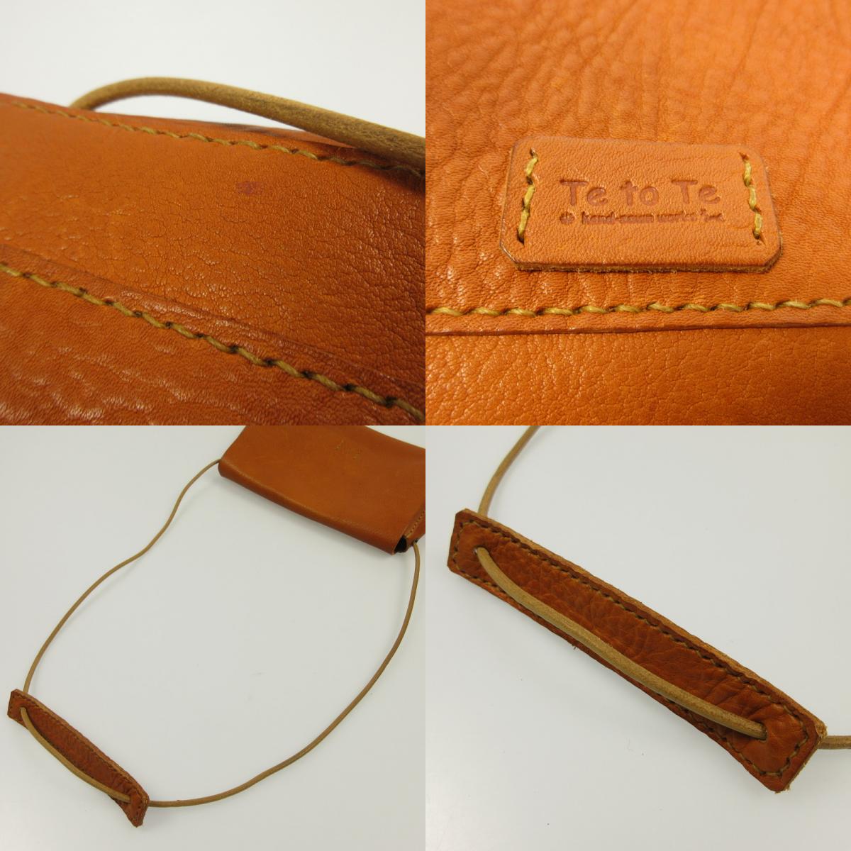 【中古】 栃木レザー 本革手縫いのBODYBAG ショルダーバッグ ブラウン