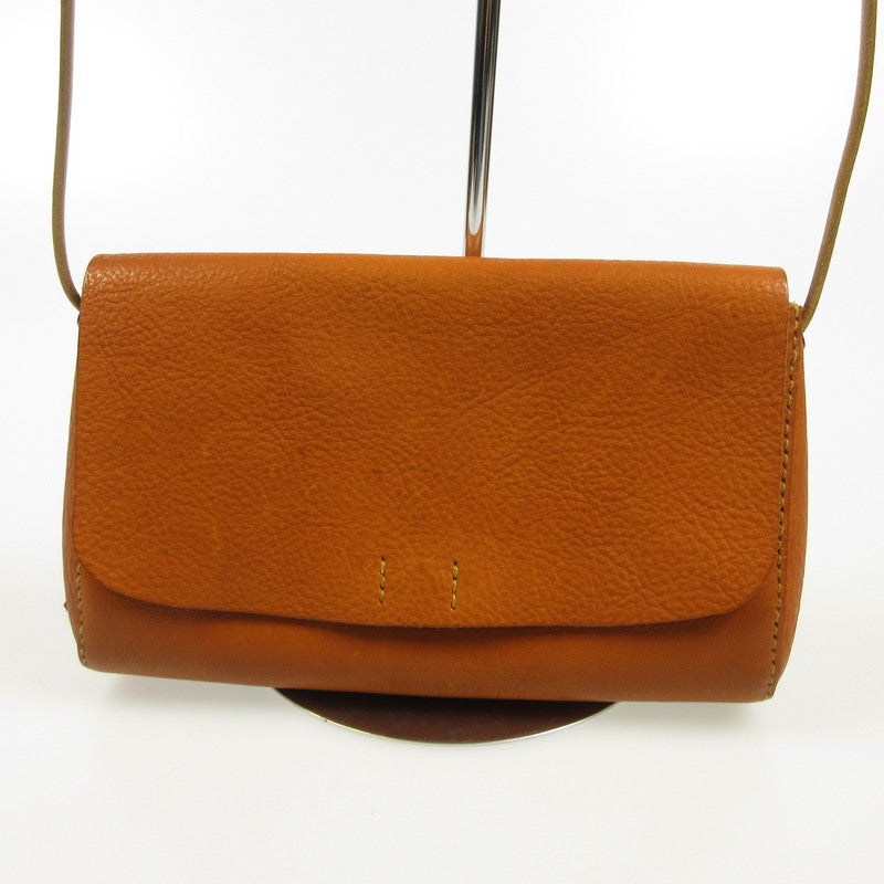 【中古】 栃木レザー 本革手縫いのBODYBAG ショルダーバッグ ブラウン