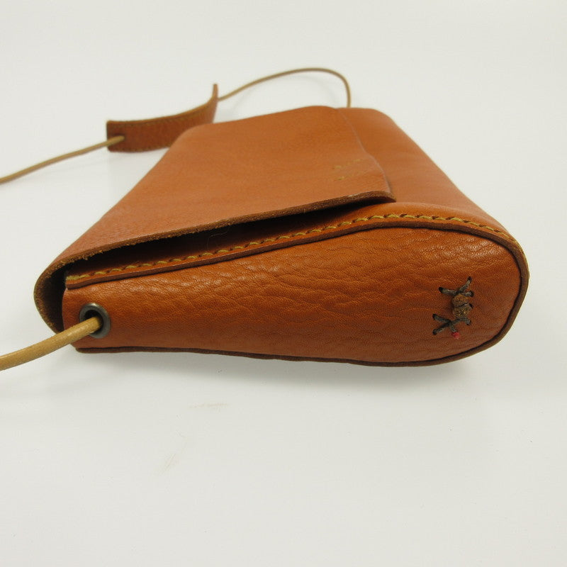 【中古】 栃木レザー 本革手縫いのBODYBAG ショルダーバッグ ブラウン