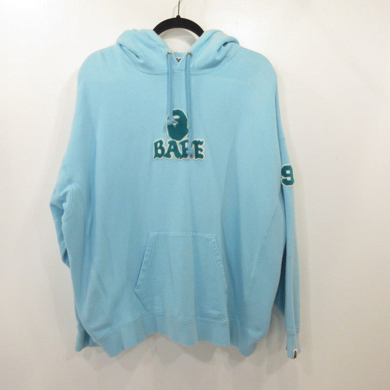 【中古】A BATHING APE | アベイシングエイプ PATCHED LOGO OVERSIZED HOODIE パーカー 001PPI802001L ライトブルー サイズ:M