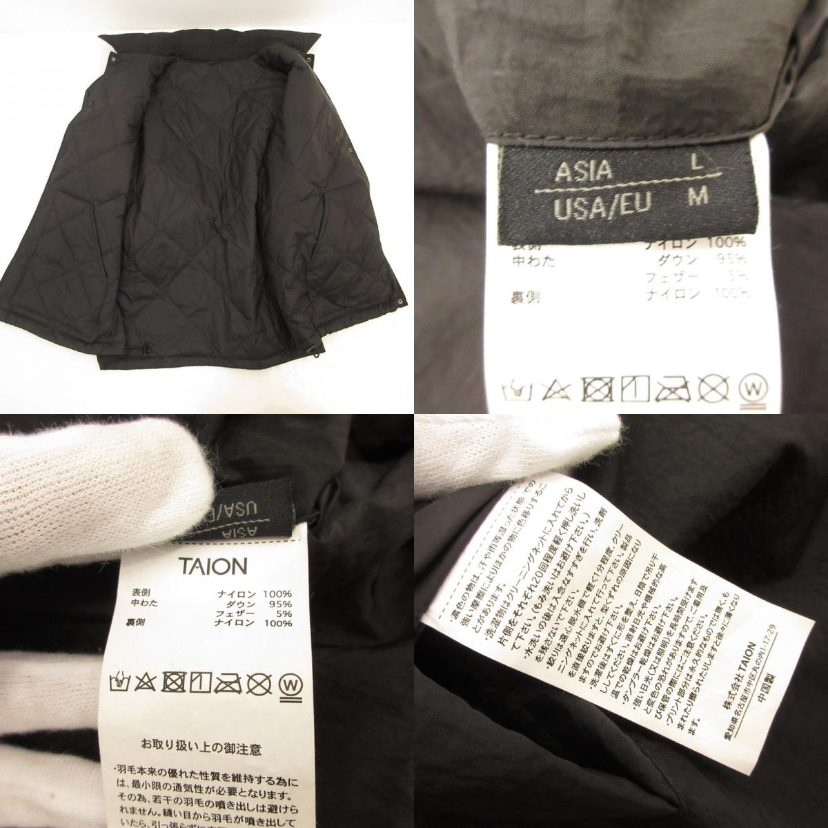 【中古】TAION | タイオン Reversible Coach Down Jacket ダウンジャケット ブラック サイズ:L