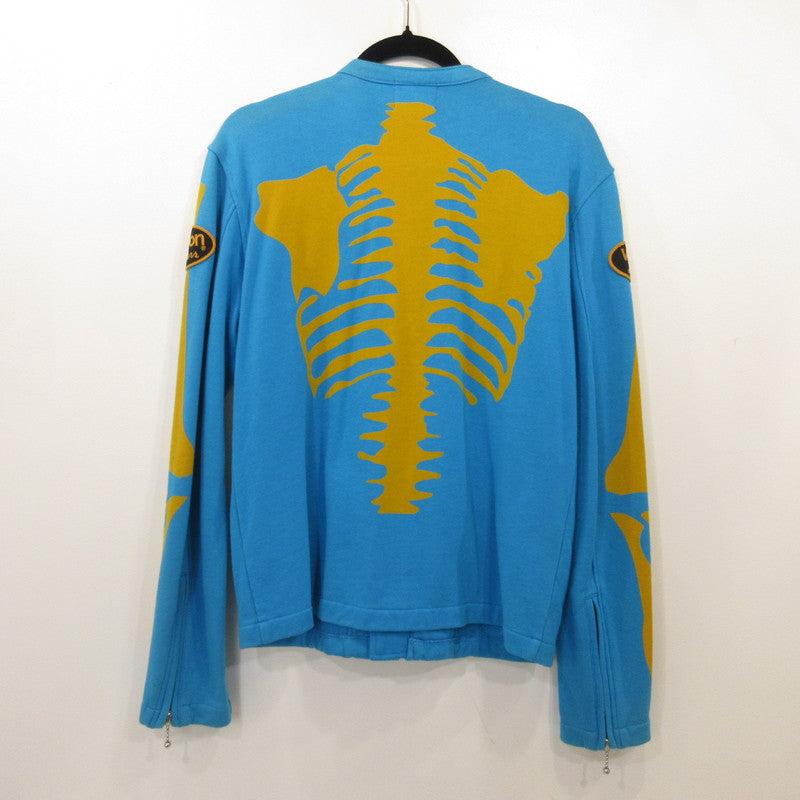 【中古】VANSON | バンソン ボーンプリント ライダースジャケット ブルー サイズ:M
