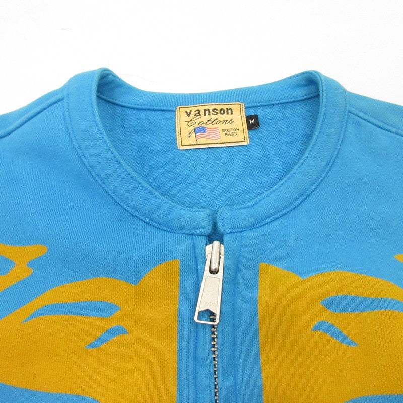 【中古】VANSON | バンソン ボーンプリント ライダースジャケット ブルー サイズ:M