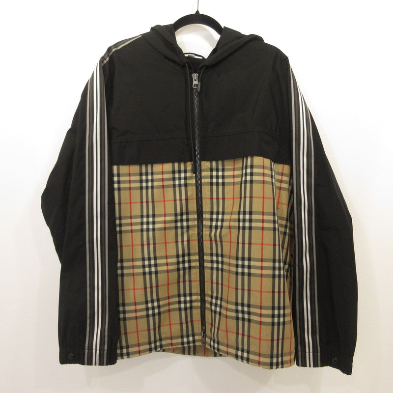 【中古】BURBERRY London England | バーバリーロンドンイングランド タフタフーデッドジップアップジャケット ナイロンジャケット 8024031 2020S/S ブラック サイズ:XL