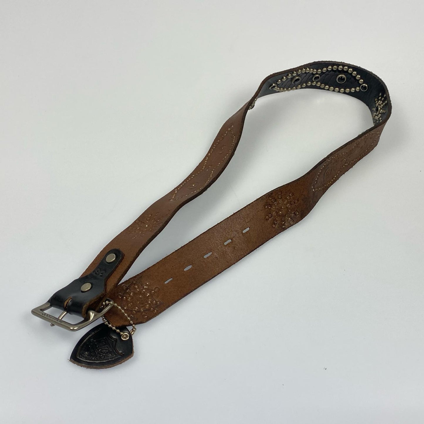 【中古】HTC | エイチティーシー Leather Studs Belt Overlay Peanuts Snake ベルト サイズ:W:36 ブラック