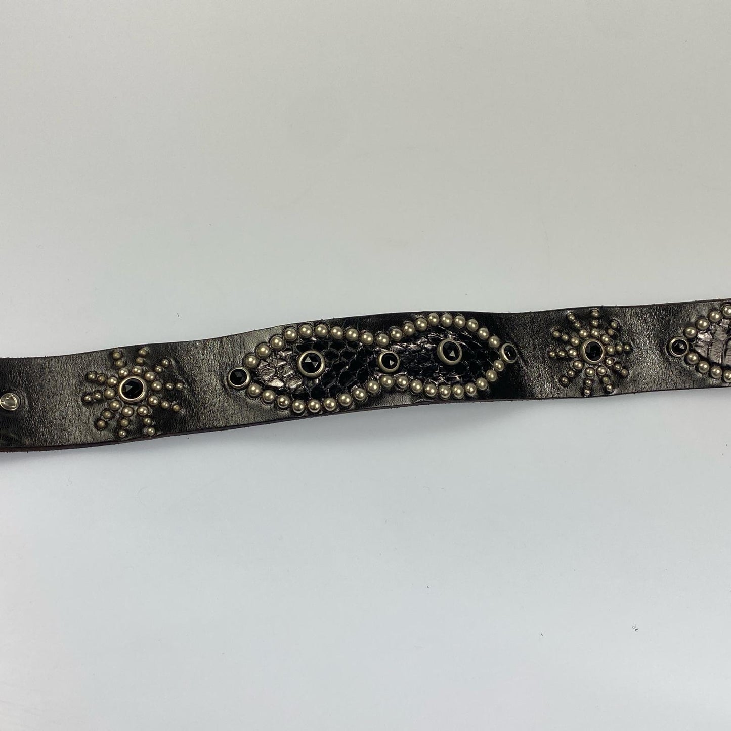 【中古】HTC | エイチティーシー Leather Studs Belt Overlay Peanuts Snake ベルト サイズ:W:36 ブラック