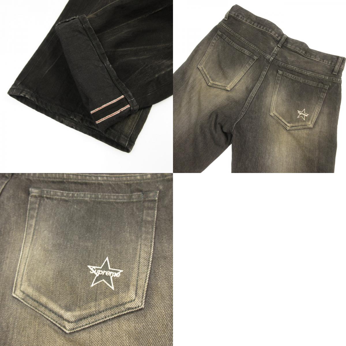 【中古】Supreme | シュプリーム Distressed Loose Fit Selvedge Jean デニムパンツ 2025S/S ブラック サイズ:30