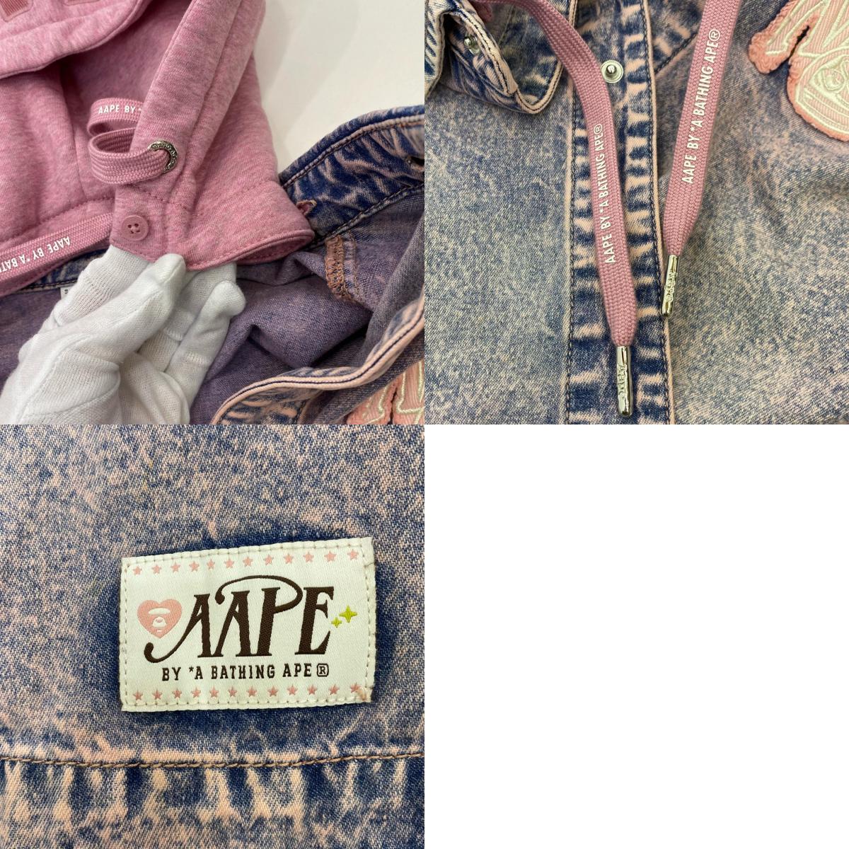 AAPE BY A BATHING APE | エーエイプバイアベイシングエイプ DENIM HOODIE SHIRT その他トップス AAPSTW8508XAN ピンク サイズ:XXS【姫路東店】