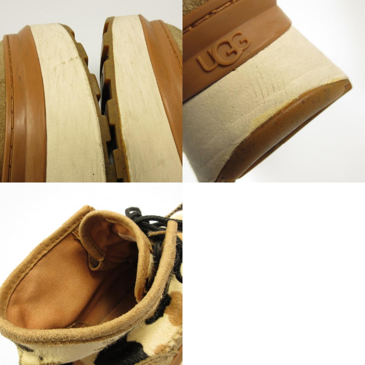 Used UGG Marin Bootie Cow Print Sneakers 1121811 Beige 24cm