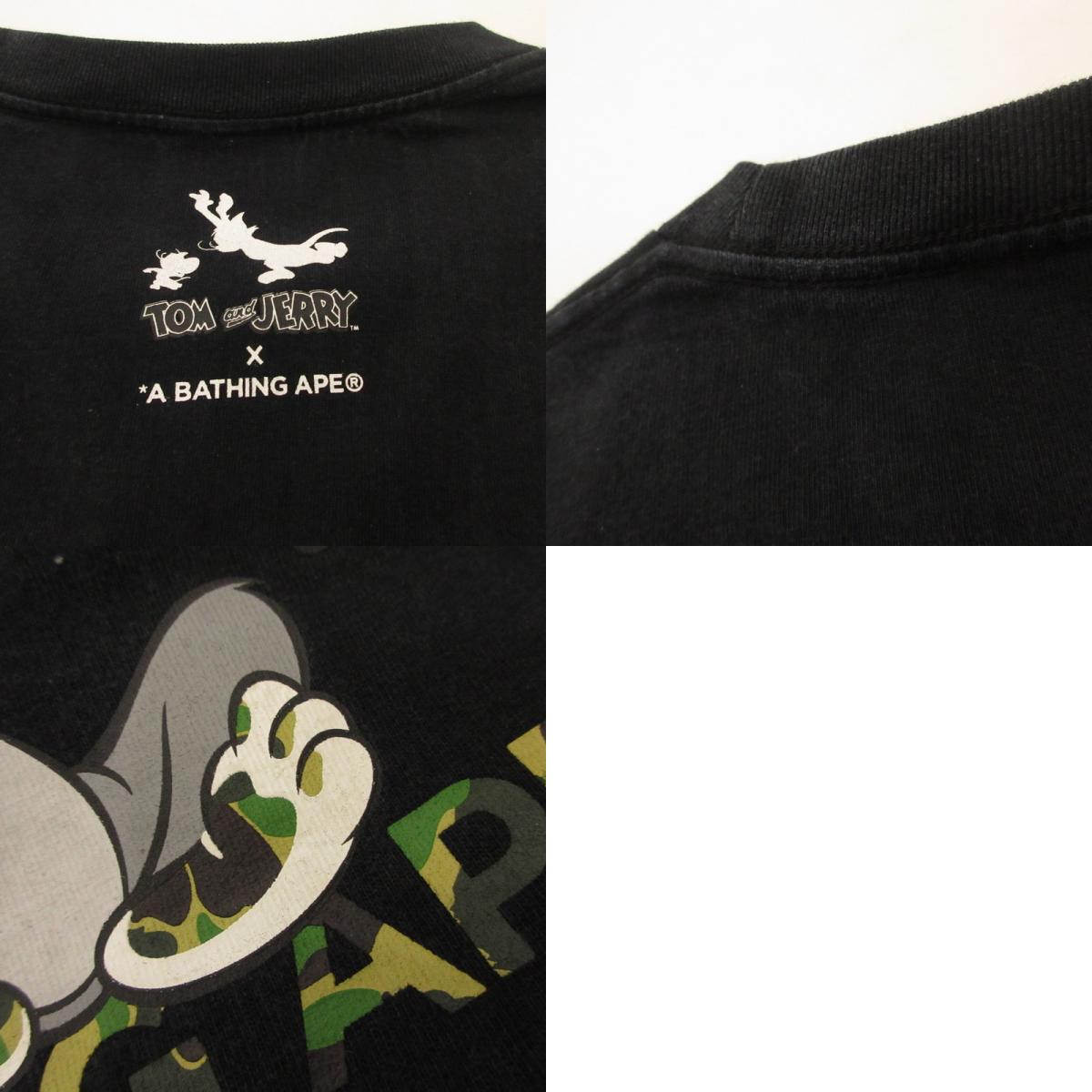 A BATHING APE | アベイシングエイプ FOOTPRINTS L/S TEE 長袖Tシャツ ×トムとジェリー ブラック サイズ:L