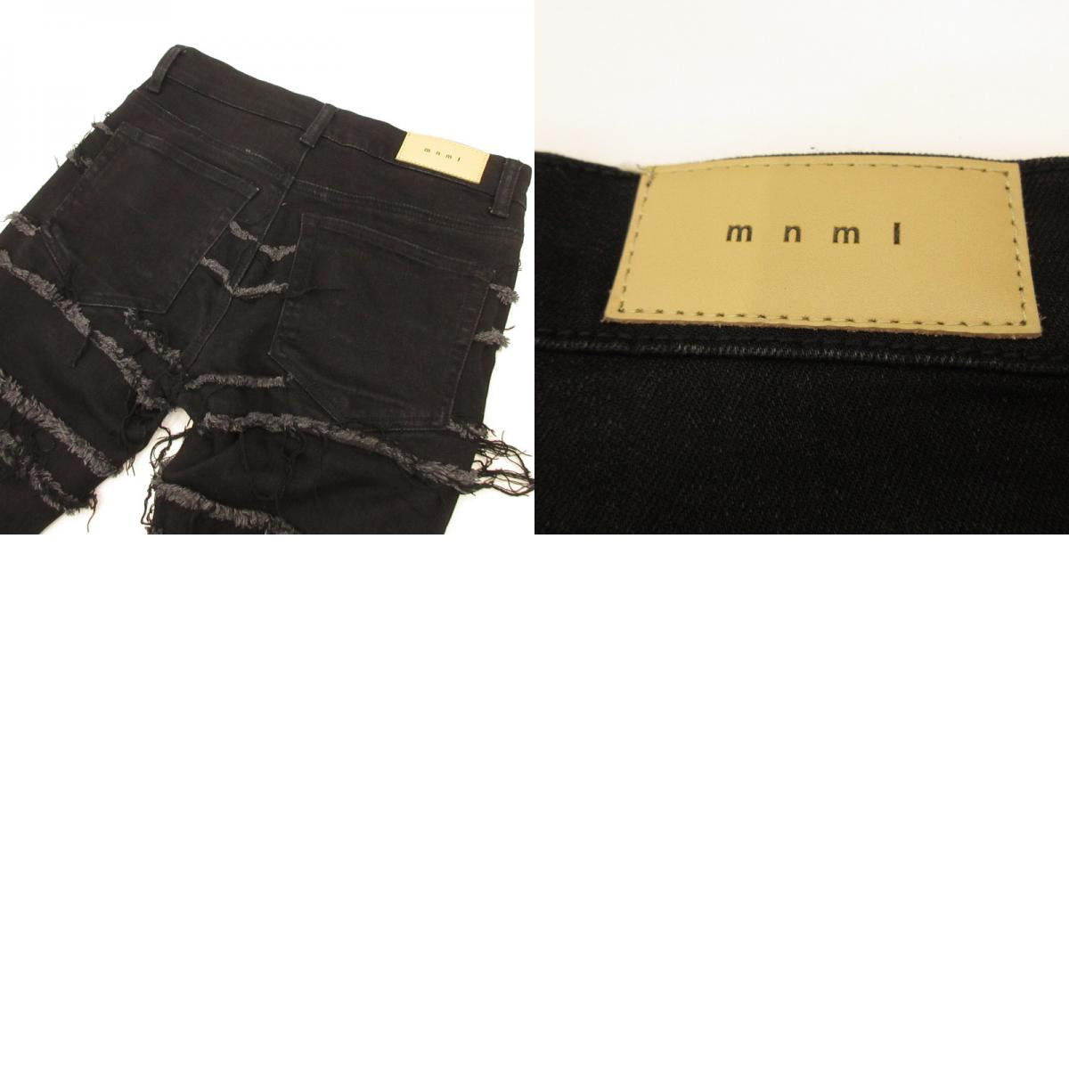 【Used】mnml | Mini Mal X597 PANELD SKINNY STACKED Denim Pants LO-MNML-288P Black Size: 28