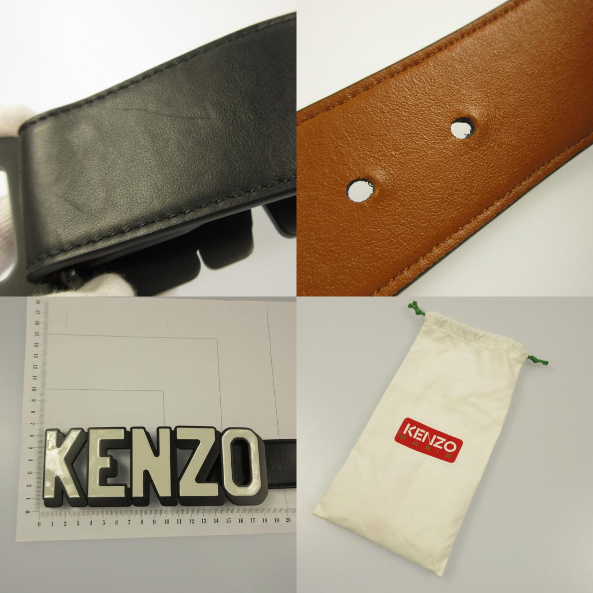【中古】KENZO | ケンゾー ワイド リバーシブル レザー ベルト ベルト PED55CE015L25.99 ブラック