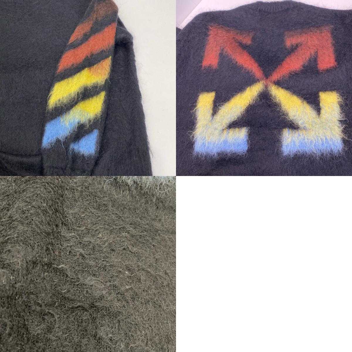 OFF-WHITE | Off-White Diag Brushed Mohair Crewneck Sweater OMHA036F20KNI001 Black Size: S