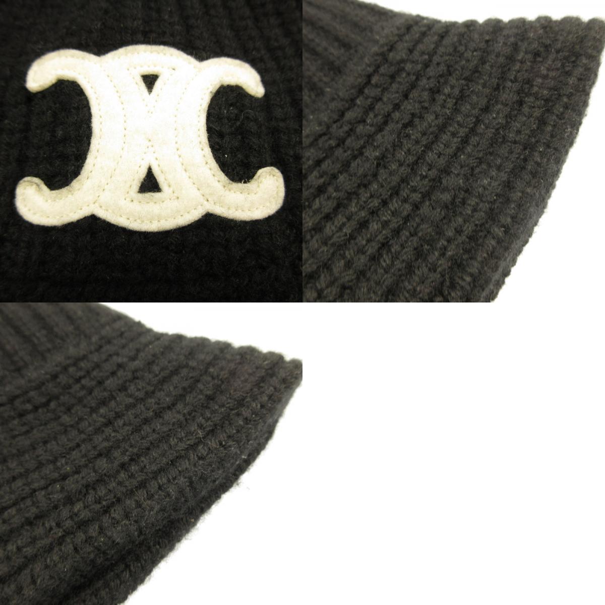 CELINE | Celine Triomphe Crocheted Bucket Hat / Cashmere Hat 2A80T384D.38NO Authentic Domestic Product Black