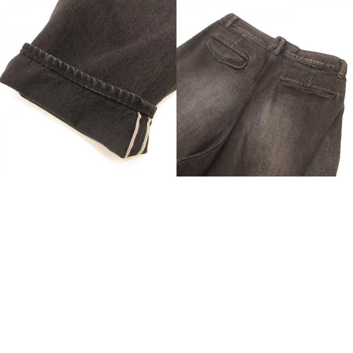 Graphpaper | Graphpaper Selvage Denim Two Tuck Tapered Pants GU251-40187DB Black Size: 1