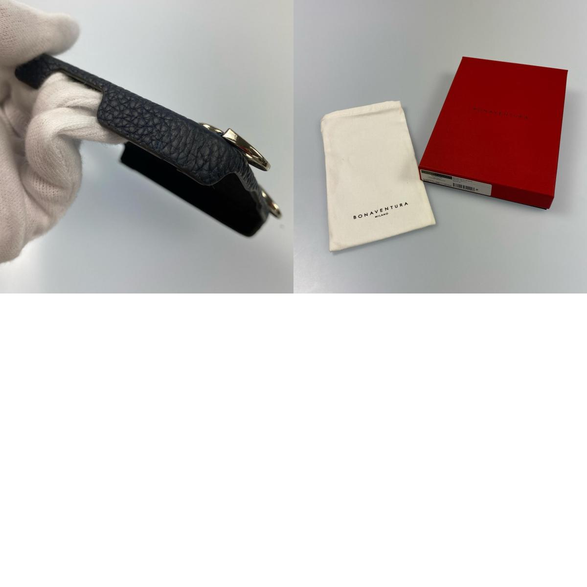 BONAVENTURA | ボナベンチュラ スナップボタン付き バックカバーケース シュリンクレザー その他小物 BSNT16P-NA iPhone16Pro用 ネイビー【姫路東店】