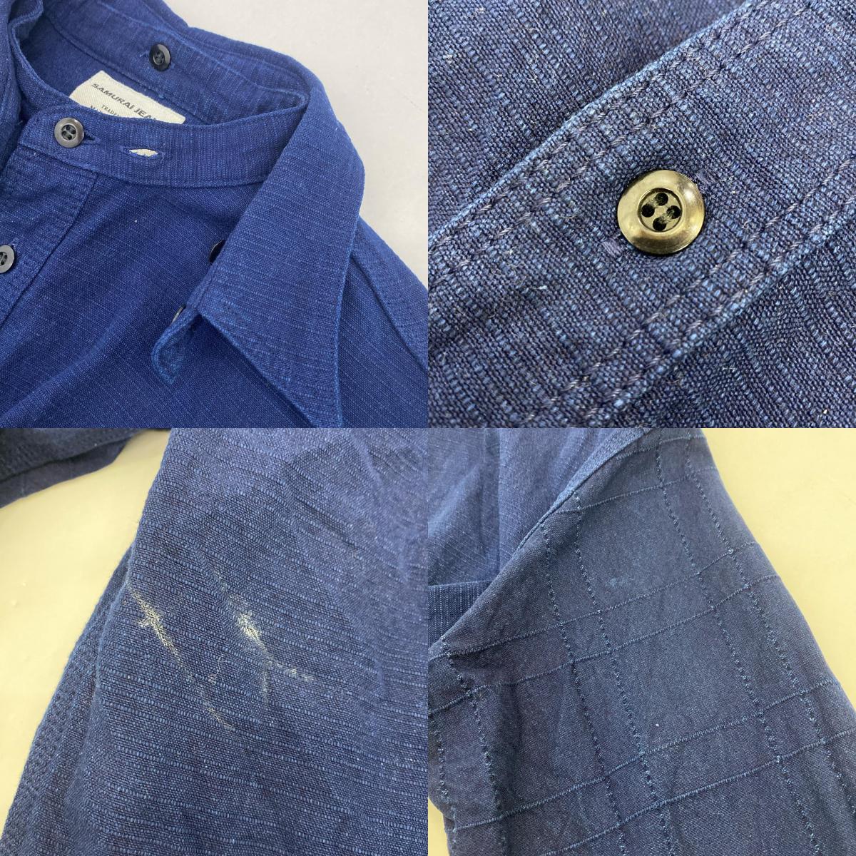 SAMURAI JEANS | サムライジーンズ 藍襟脱着切り替えシャツ 長袖シャツ SSS25-YRC ネイビー サイズ:L【姫路東店】