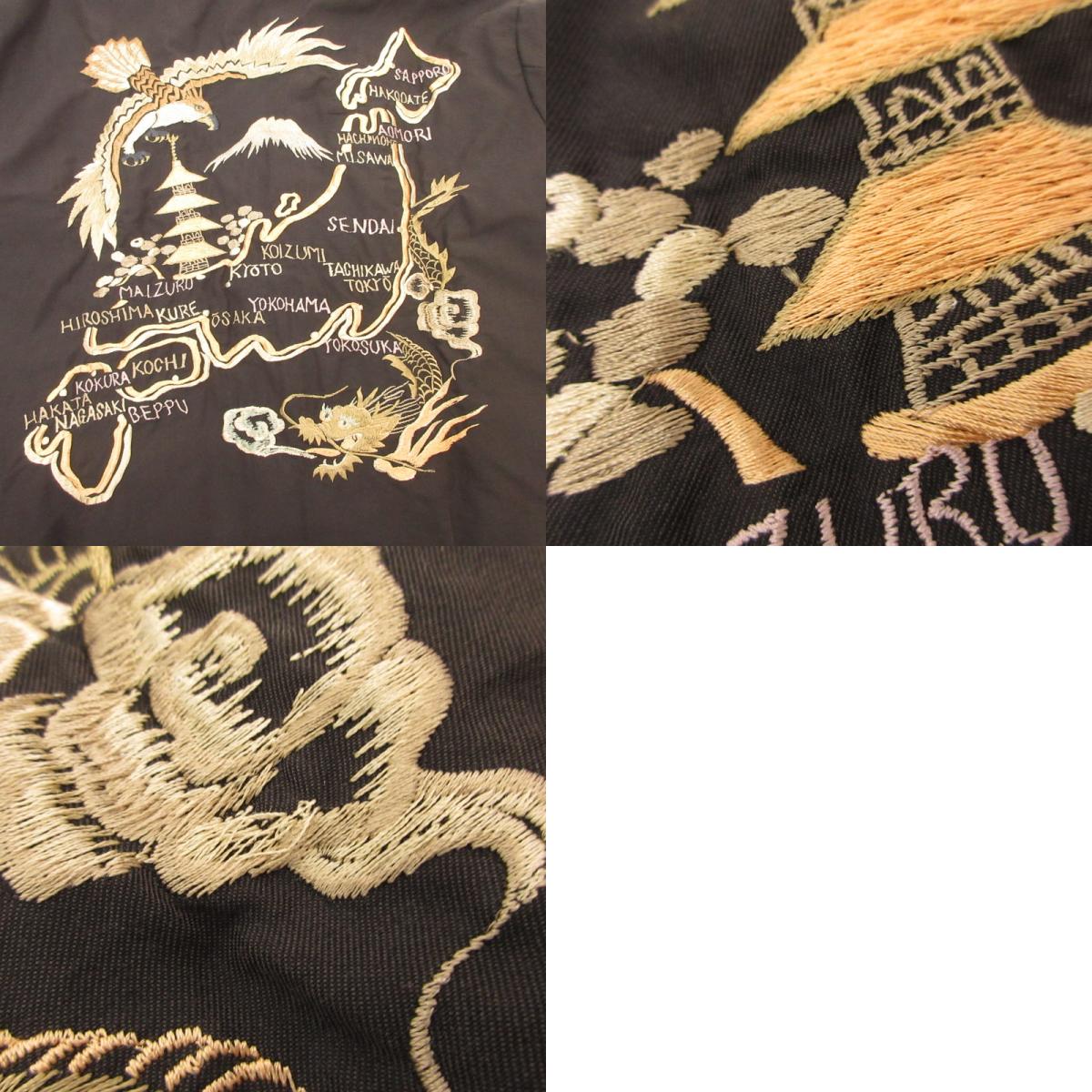 TAILOR TOYO(東洋エンタープライズ) | テイラートウヨウテイラートーヨー SOUVENIR JACKET AGED MODEL JAPAN MAP スーベニアジャケット GL15848AK /GOLD/ONLY ARK ブラック サイズ:L【姫路東店】
