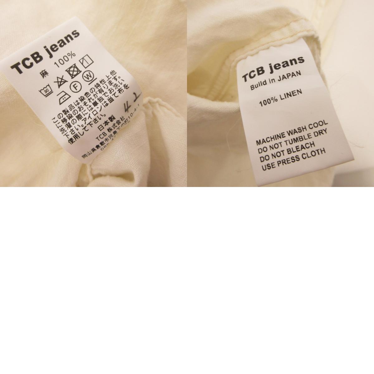 TCB JEANS | ティーシービ Detachable Collar Work Shirt Linen 長袖シャツ ホワイト サイズ:42【姫路東店】
