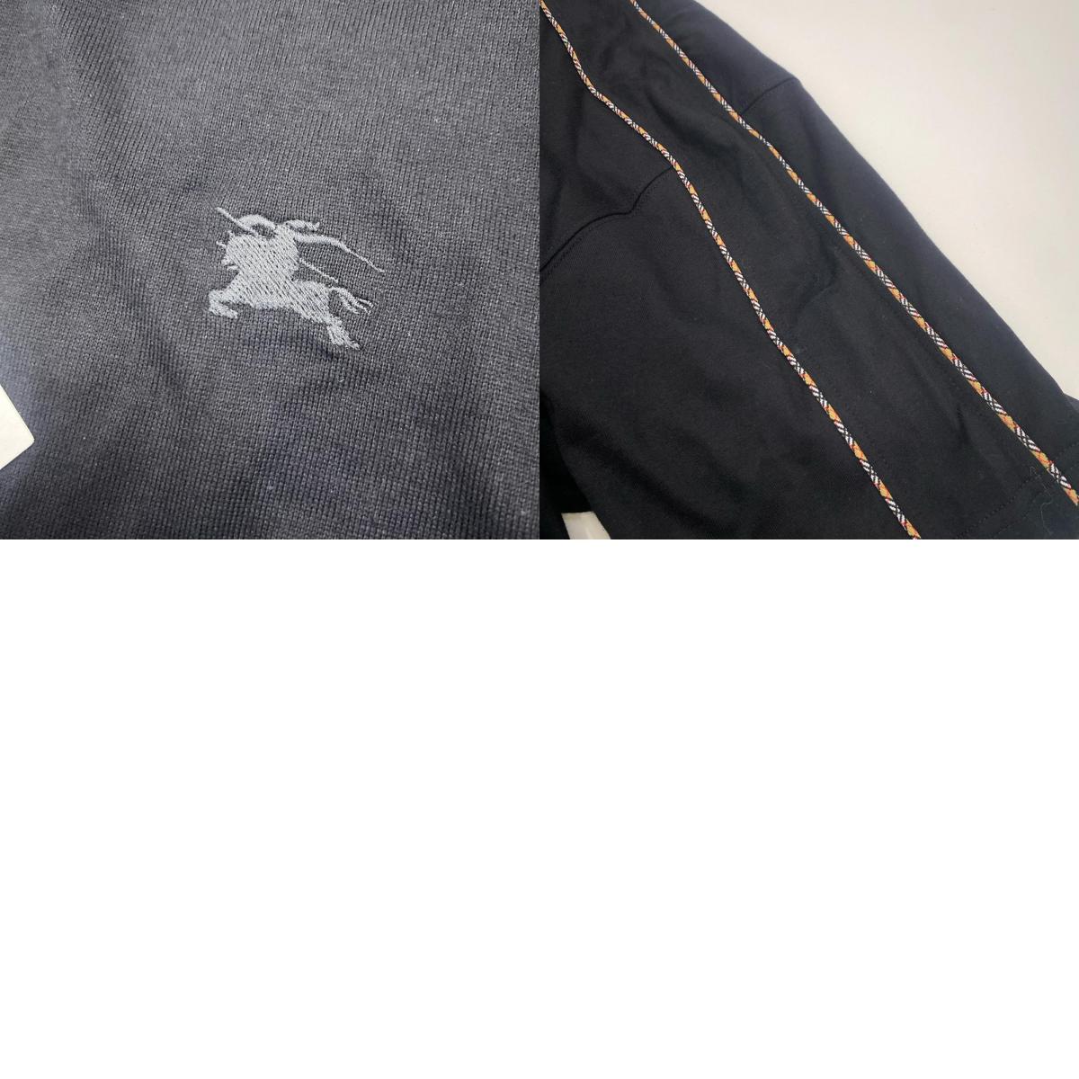 BURBERRY | バーバリー チェックパイピング コットンTシャツ 半袖Tシャツ 8127589 国内正規品 ブラック サイズ:XL【姫路東店】